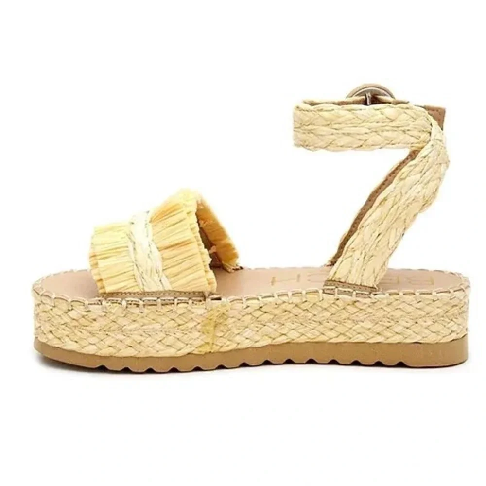 Beach by Matisse Seashore Raffia Straw Espadrille Sandals Ivory Size 10